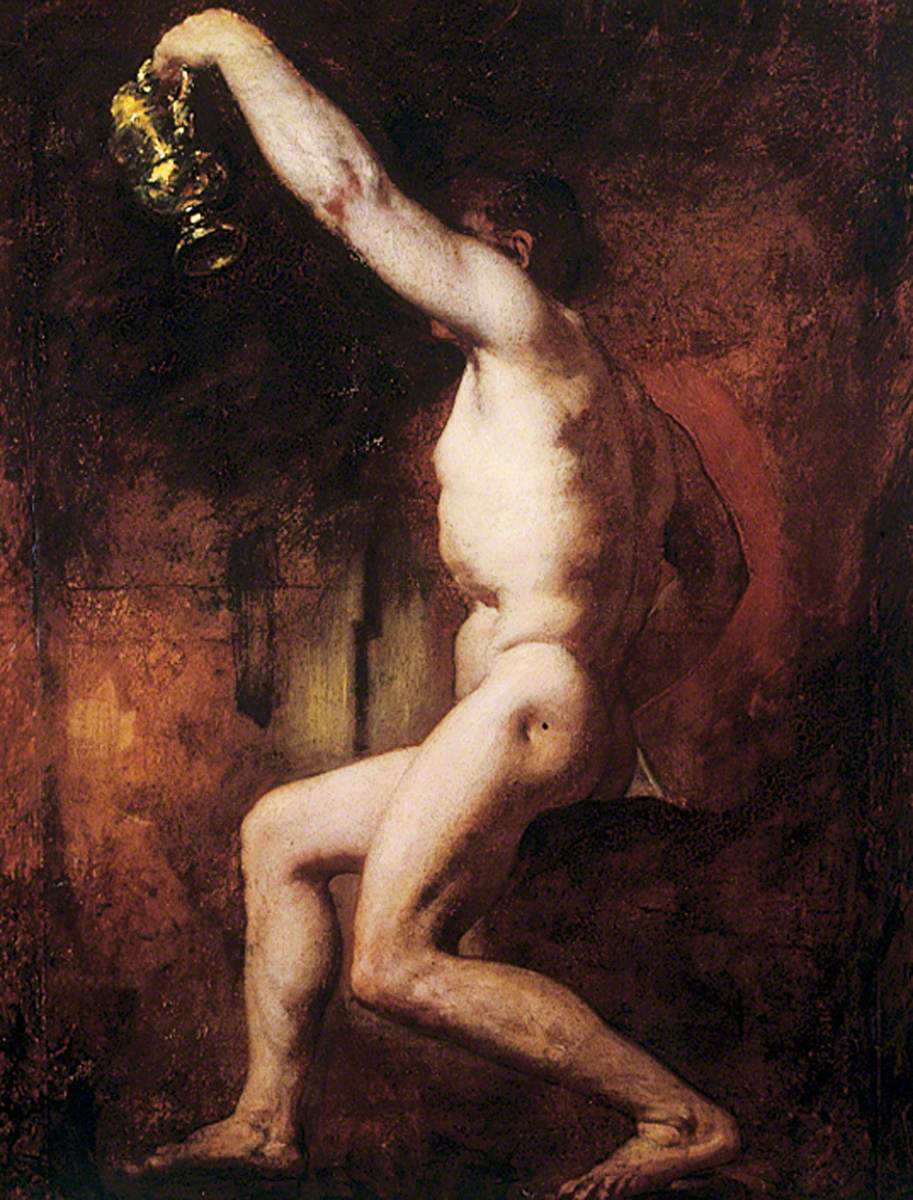 Male Nude Figure Holding a Jug